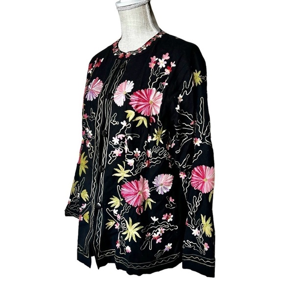 Bedford Faire Floral Embroidered Jacket Size Large - Picture 2 of 8